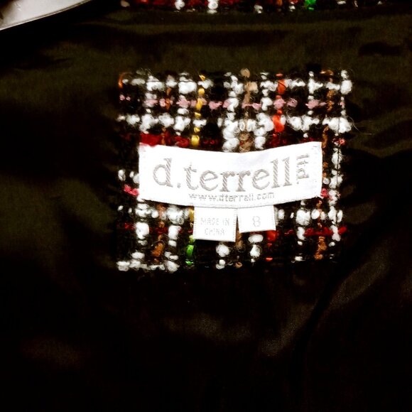 D. Terrell Women's Tweed Shawl Jacket Size 8 Multicolored Cotton Blend Collared - Picture 12 of 12